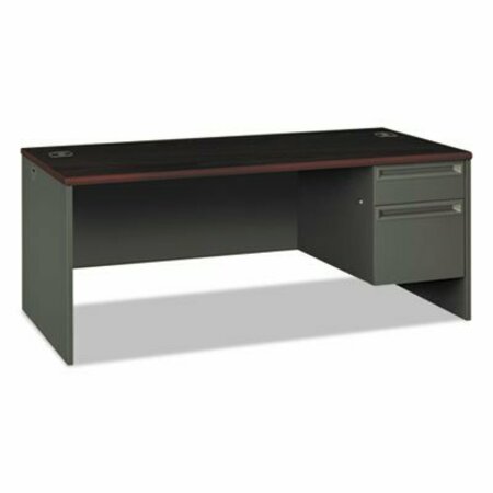 HON HON, 38000 SERIES RIGHT PEDESTAL DESK, 72W X 36D X 29.5H, MAHOGANY/CHARCOAL 38293RNS